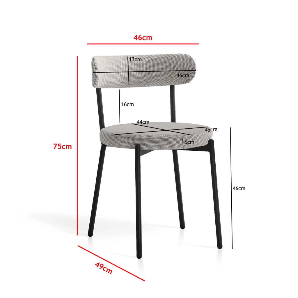 Set 2 sedie da pranzo Hispanohogar ferro e tessuto grigio 75×46×49 cm