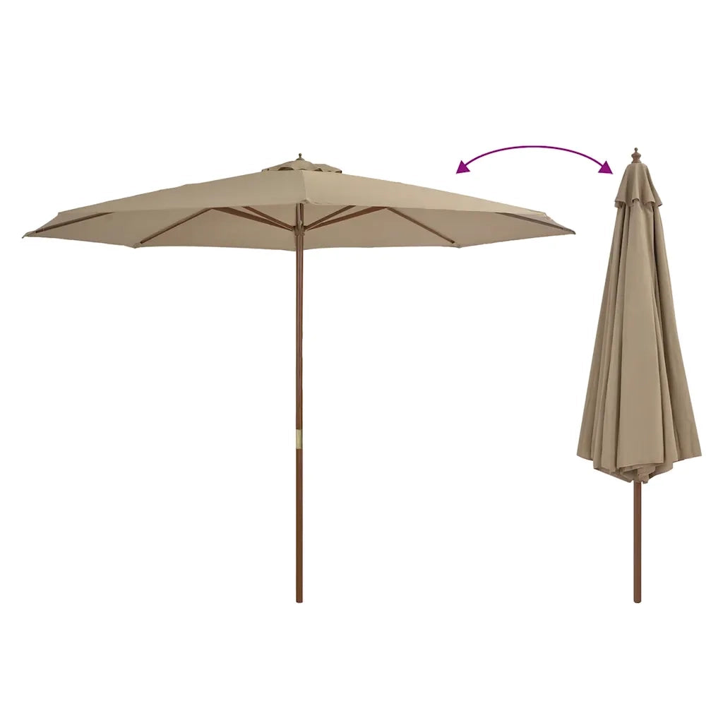 Ombrellone da Esterni con Palo in Legno 350 cm Grigio Talpa cod mxl 56178