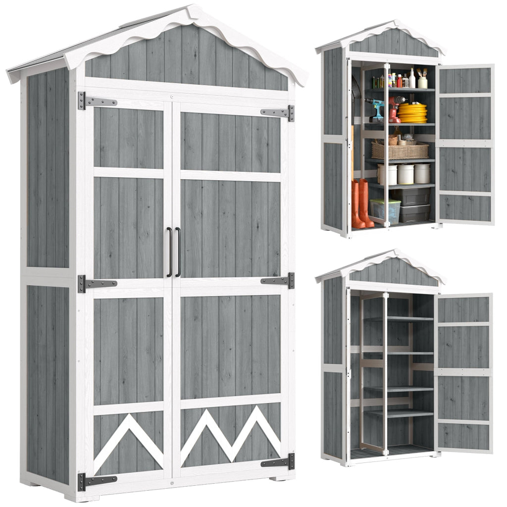 Armadio da Giardino in Legno ¨C zephmum ¨C Grigio 105x55x179 cm