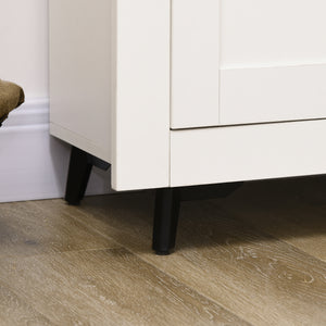 Credenza Buffet 117x35x80 cm con 2 Cassetti e 2 Armadietti in Legno Bianco e color Legno