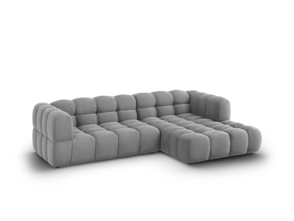 Cosmopolitan Design - Divano angolare modulare destro "Sky" 4 posti in velluto grigio chiaro 