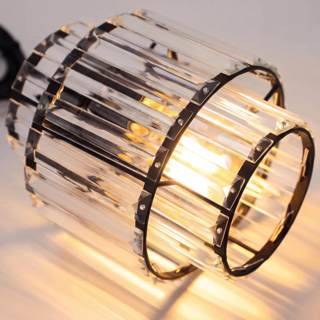 ZMH Lampada a Sospensione 1 Luce E27 Nera Pendente in Cristallo Vintage Regolabile Per Soggiorno Lampadina Non Inclusa