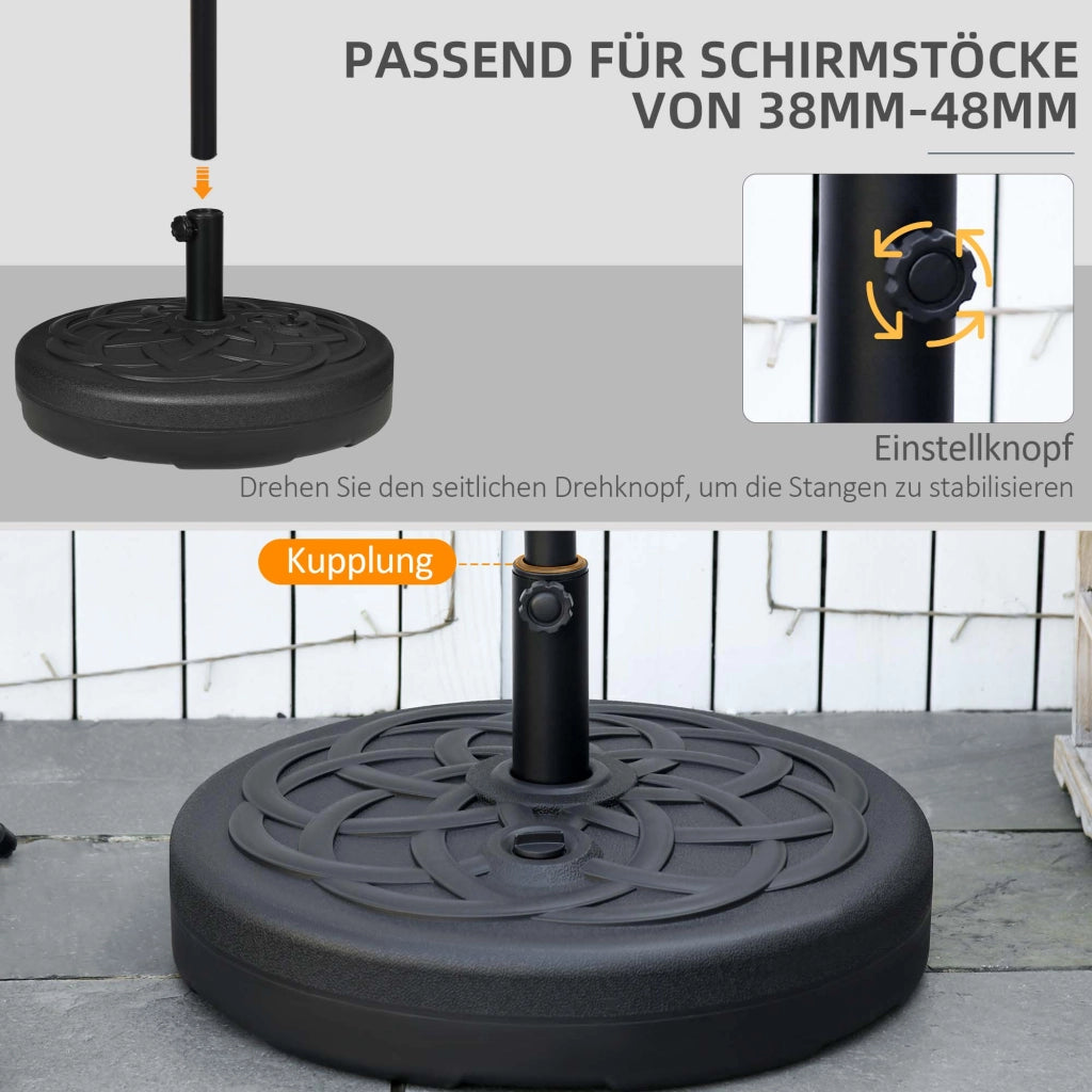 Base per ombrellone riempibile acqua e sabbia ¨C Xylo ¨C plastica e metallo nero ?56x30,5H cm