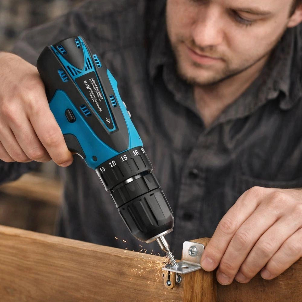 Trade Shop - Trapano Avvitatore A 2 Batteria Litio 12v Funzione Reversibile Con Valigetta 25 Accessori -