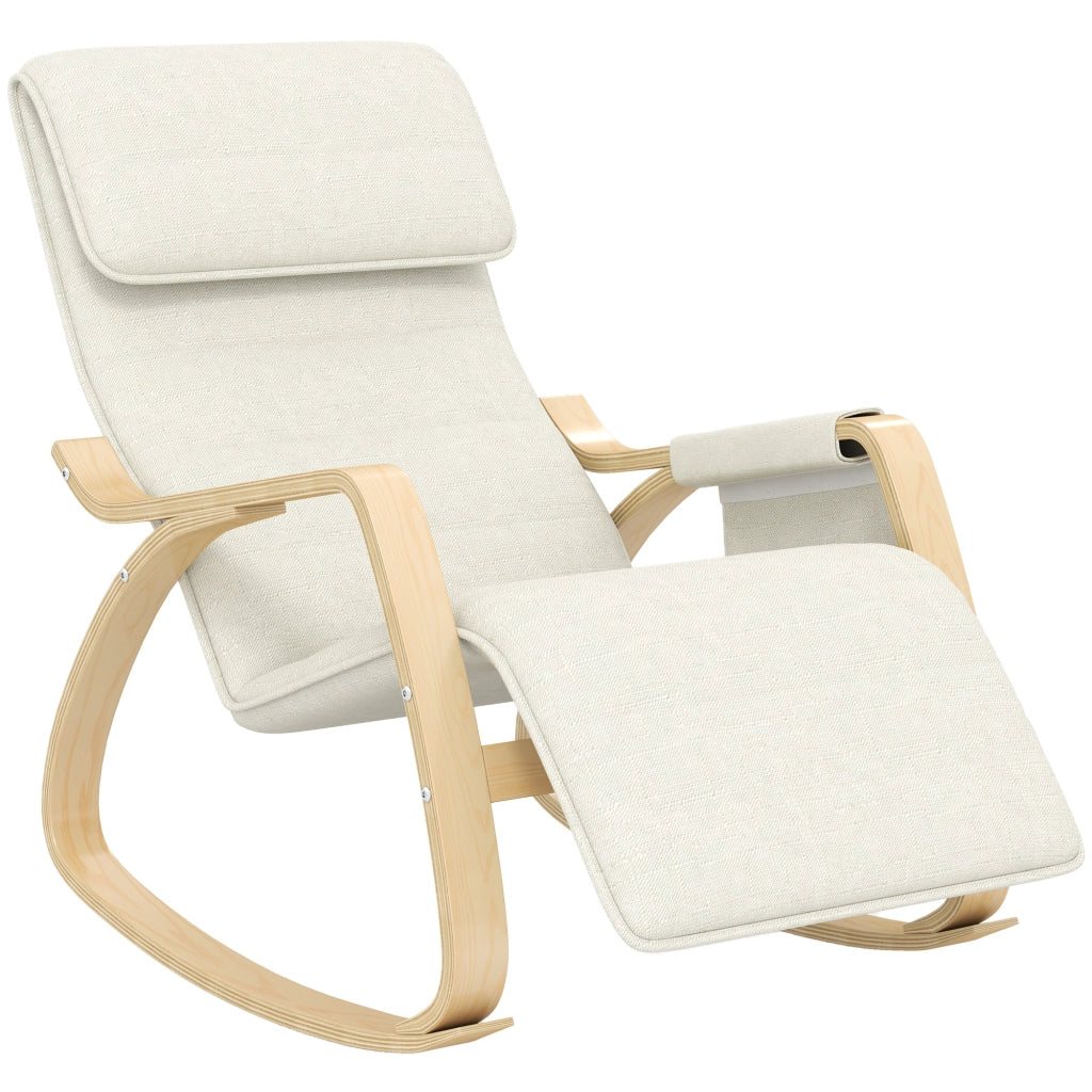 Poltrona relax a dondolo con poggiapiedi ¨C Xylo ¨C tessuto crema con schienale regolabile