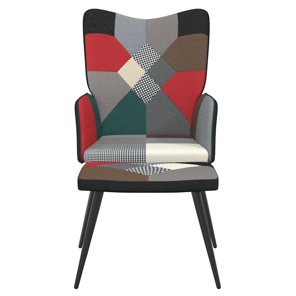Sedia Relax con Sgabello in Tessuto Patchwork 328198