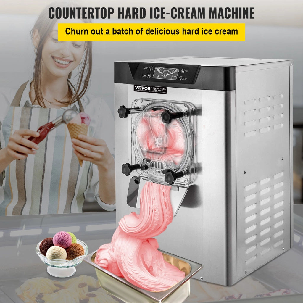 Macchina per Gelato Duro YKF-618 1400W in Acciaio Inox, Produzione 16-20 L/H, per Ristorante e Bar