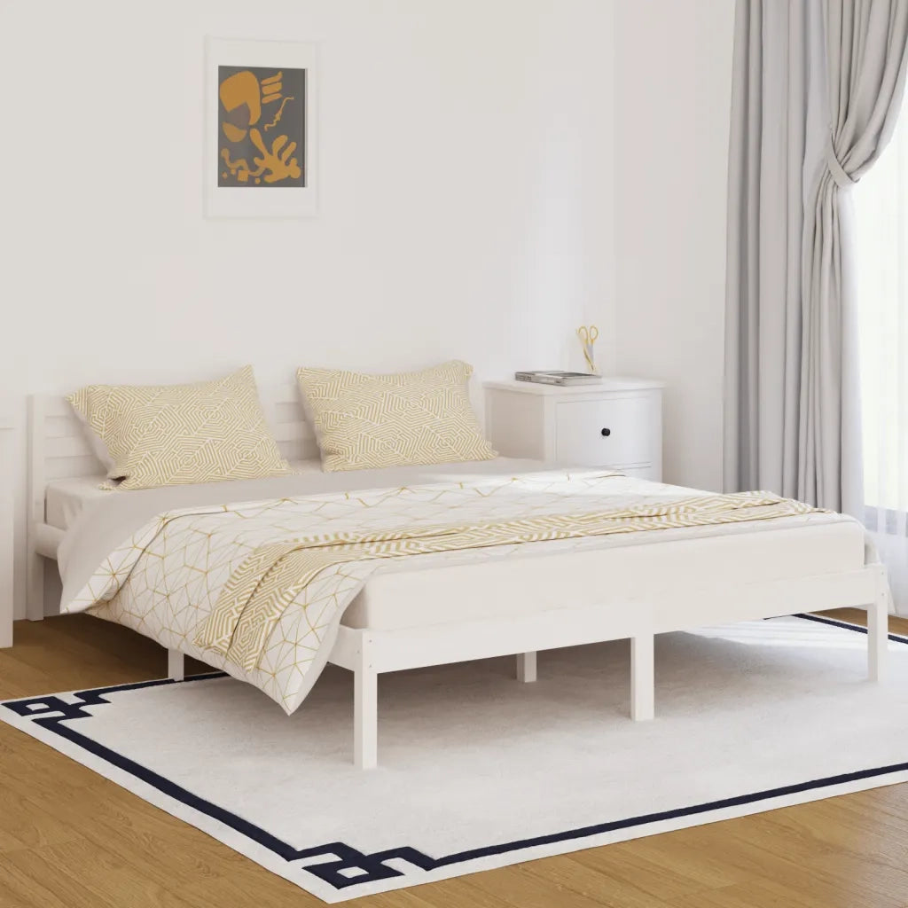 Giroletto-Struttura Letto in Legno Massello di Pino 160x200 cm Bianco