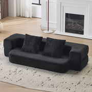Divano convertibile a due posti in schiuma con comfort ergonomico, senza montaggio e cuscini per salotto, nero