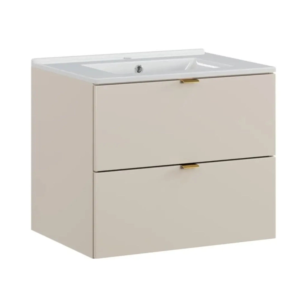 Set da bagno BELLA: mobile sottolavabo 60cm + lavabo incassato bianco rettangolare