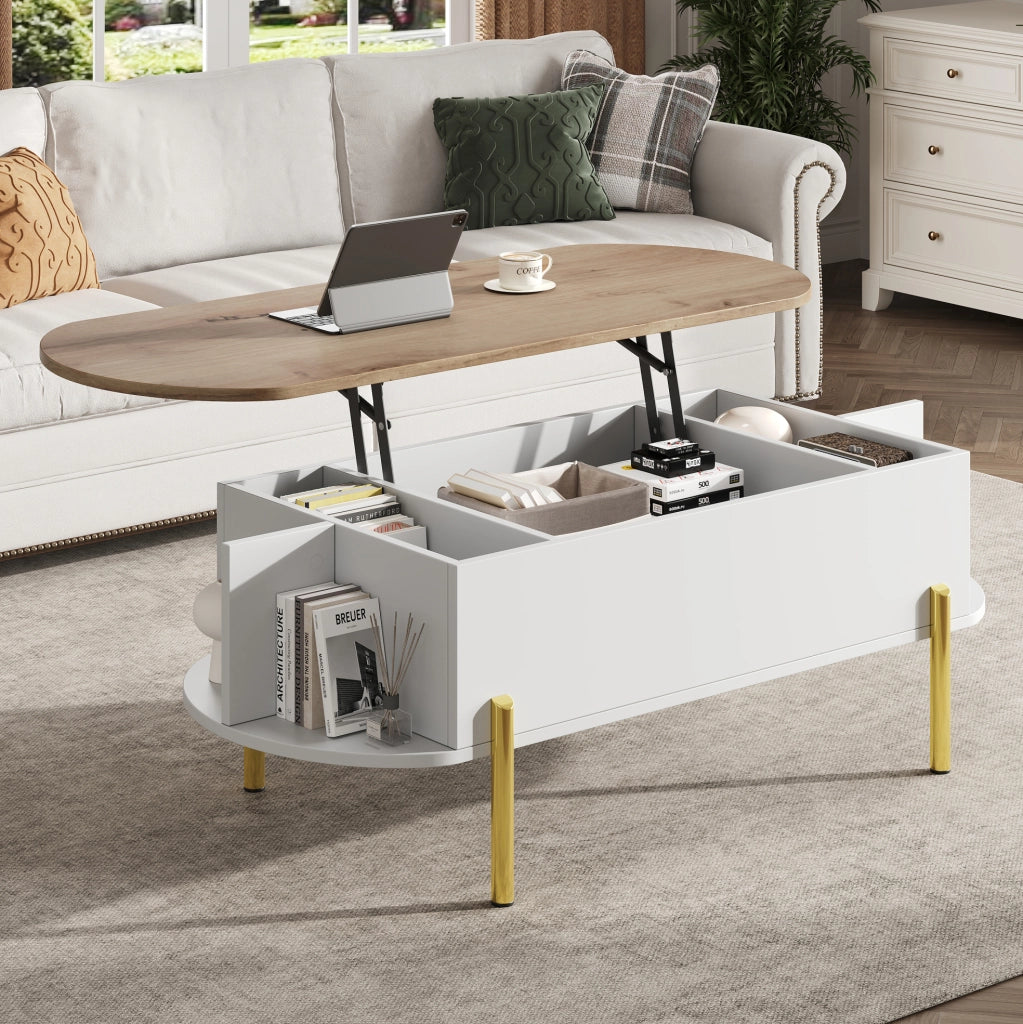 Tavolino da caffè elevabile 120x50 cm con vano contenitore