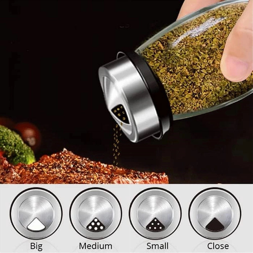 Trade Shop - Portaspezie Girevole Con 6 Barattoli In Vetro Tappi Spargispezie Organizer Cucina -