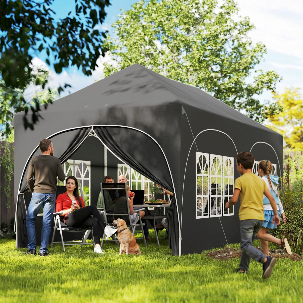 Tenda da giardino pieghevole impermeabile 3x6m ¨C zephmum ¨C grigio con 6 pareti laterali
