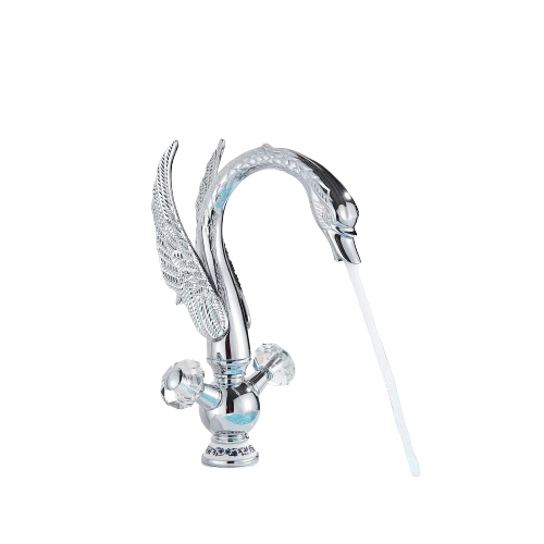 ADRIANO | Rubinetto da bagno grande design in acciaio inossidabile cigno lavabo cromato di lusso | miscelatore alto per lavabo independente