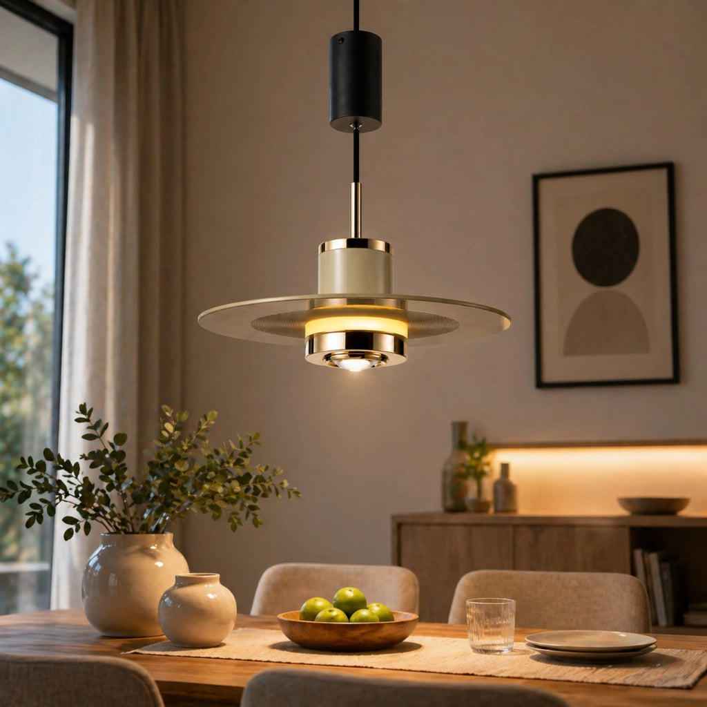 LAMPADARIO LED SOSPENSIONE MODERNO ROSSO E ORO DESIGN MINIMAL DIMMERABILE LP025