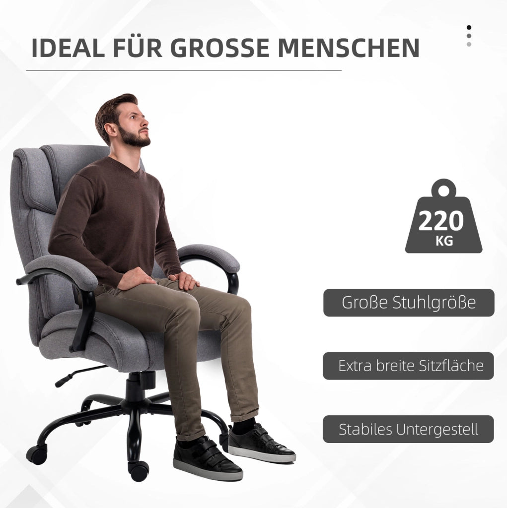Sedia da ufficio ergonomica grigio chiaro, portata 220 kg