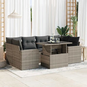 vidaXL Set Divani da Giardino 7 pz con Cuscini Grigio in Polyrattan