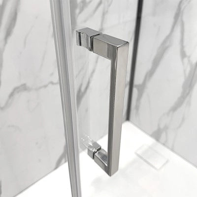 Box doccia angolare 80x70 cm con porta battente in cristallo trasparente Ted