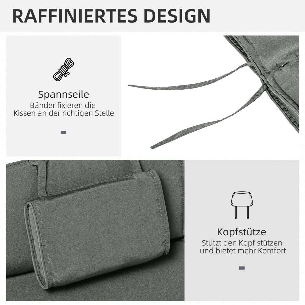 Cuscino per Lettino da Giardino ¨C Zephmum ¨C Grigio 198x53x5 cm