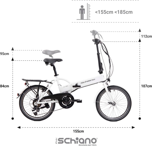 F.LLI SCHIANO E-SKY 20" E-Bike, Bicicletta Elettrica Pieghevole per Adulti con Motore 250W e 7 velocitÃ , Batteria 36V