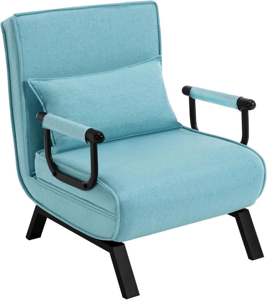 Poltrona Relax Reclinabile Convertibile, Divano Letto Trasformabile 3 in 1, con Schienale Regolabile in 5 Posizioni, Cuscino Rimovibile, Seduta Imbottita, 80x74x82cm, Grigio Scuro