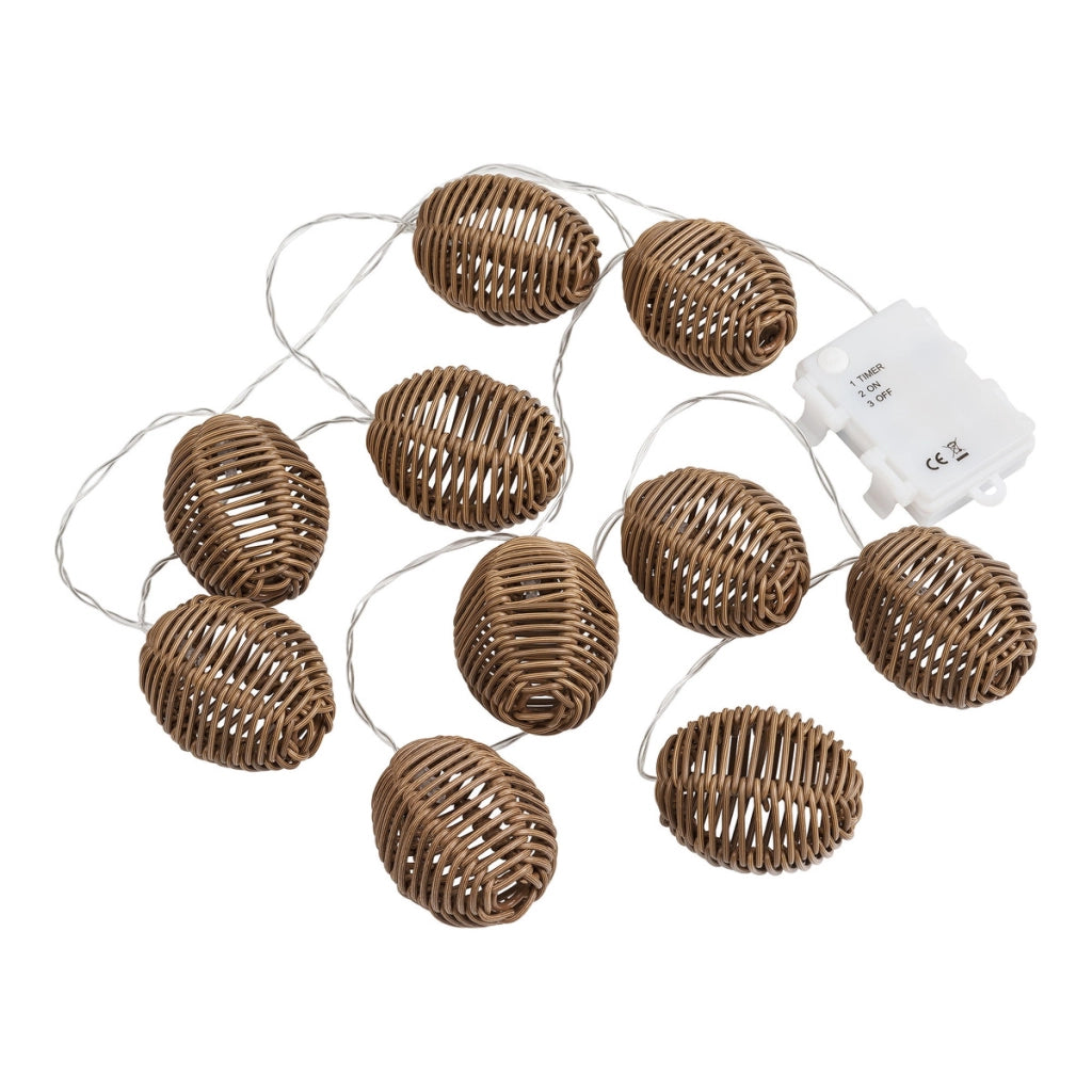 Filo luminoso LED Carlisle in polyrattan e metallo natural/nero — 180 cm