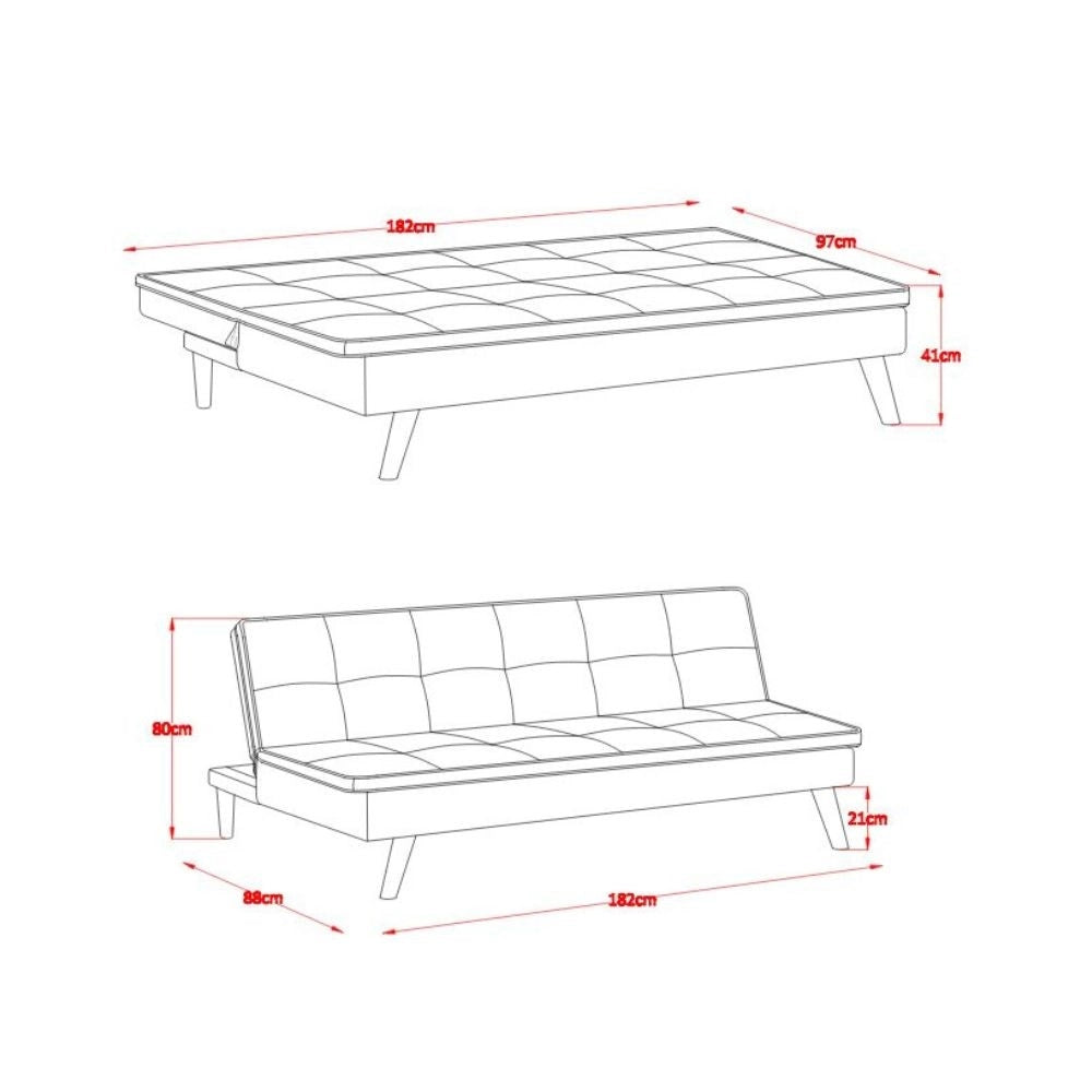 Divano letto Lunaria 3 posti colore crema design moderno 182x88x80H