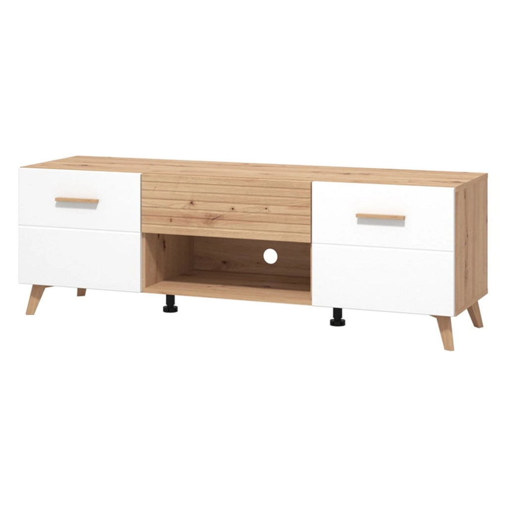 Morengo, Mobile Porta tv un Cassetto, 147.5x41.5x49h cm Bianco