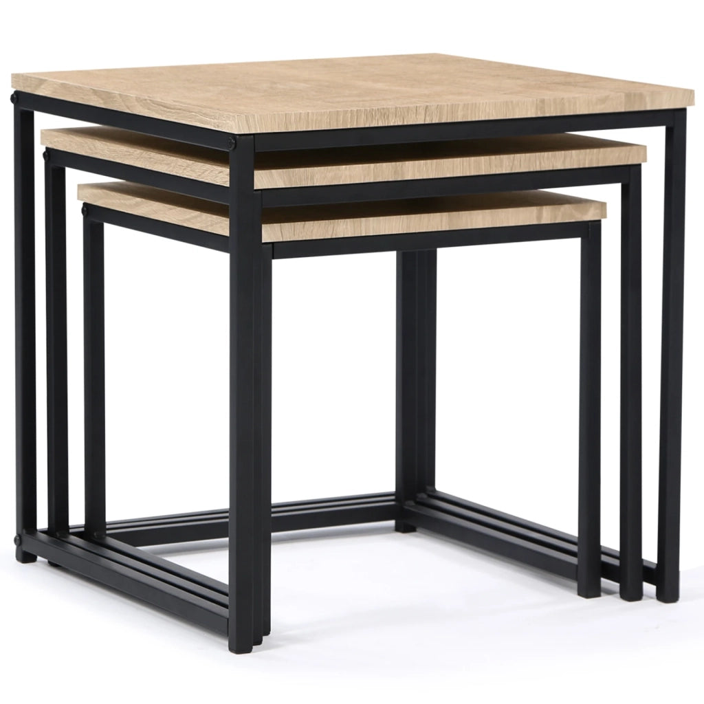 IDMarket - Set di 3 tavolini bassi 35/40/45 con design industriale DETROIT