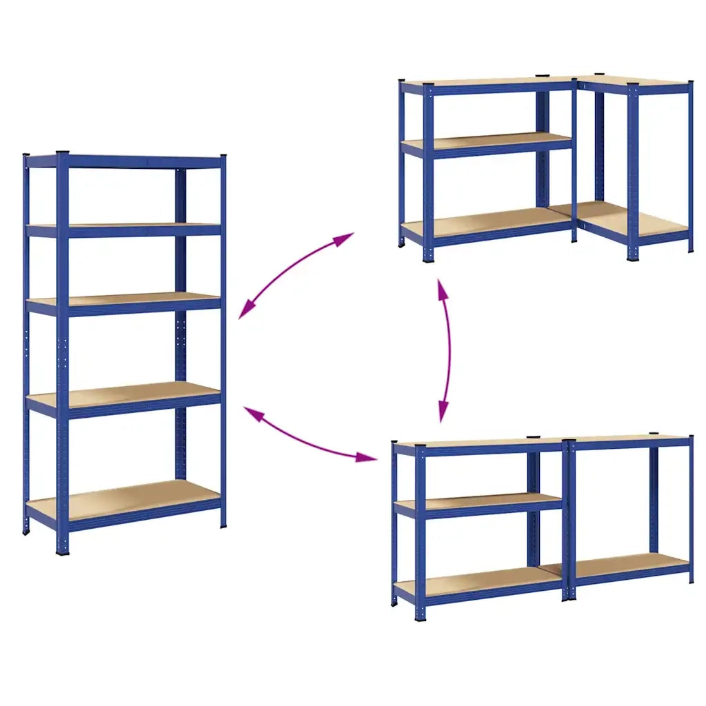 Mensola 5 Strati Blu in Acciaio e Legno Multistrato 4016949