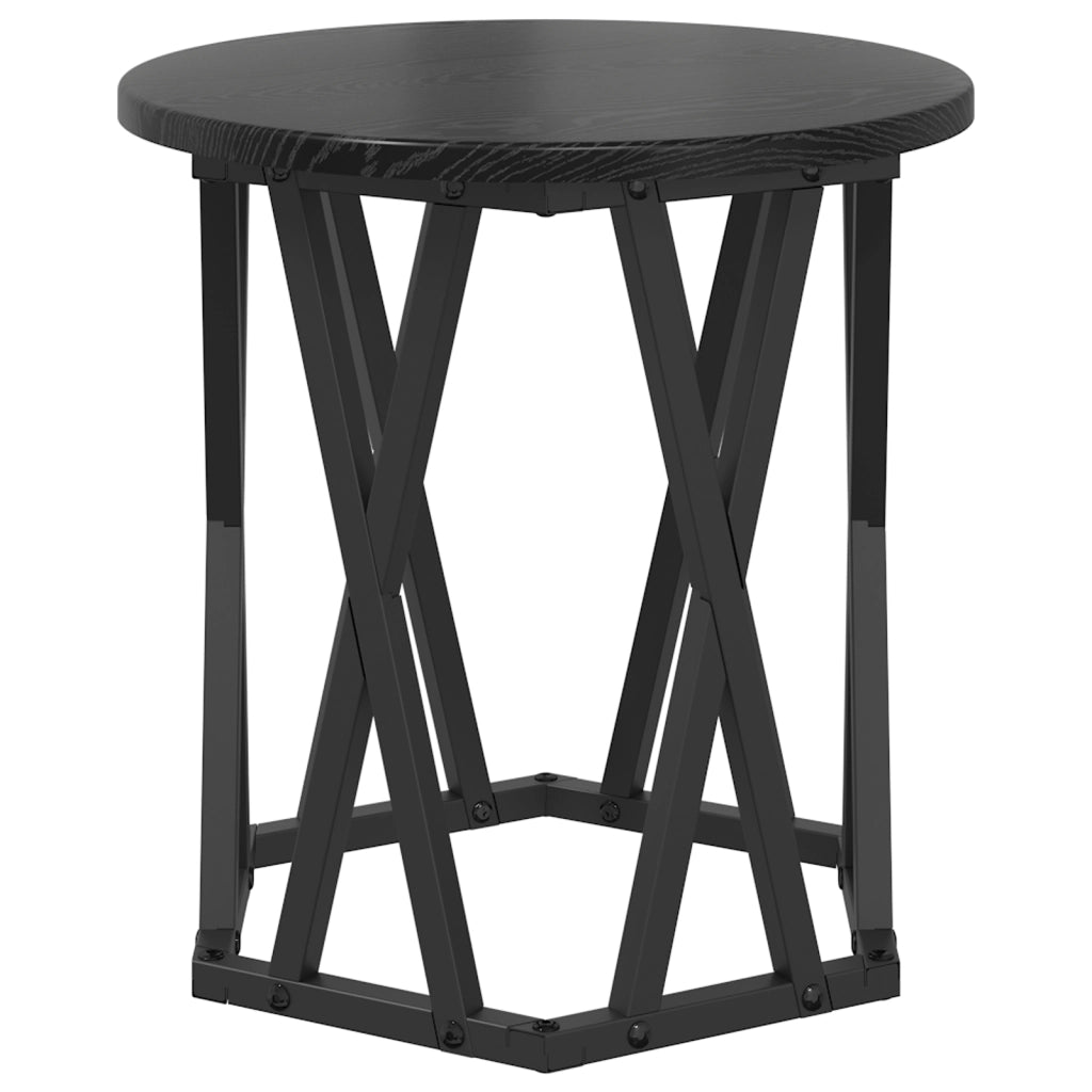 Set di 2 Tavolini Nesting Nero e Quercia in Legno Ingegnerizzato