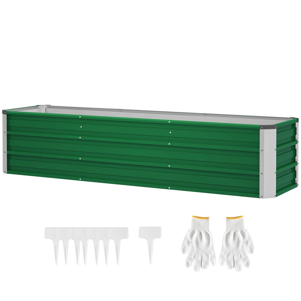 Vaso da giardino rialzato in acciaio con 3 aree di semina ¨C zephmum ¨C 183x47x40cm verde