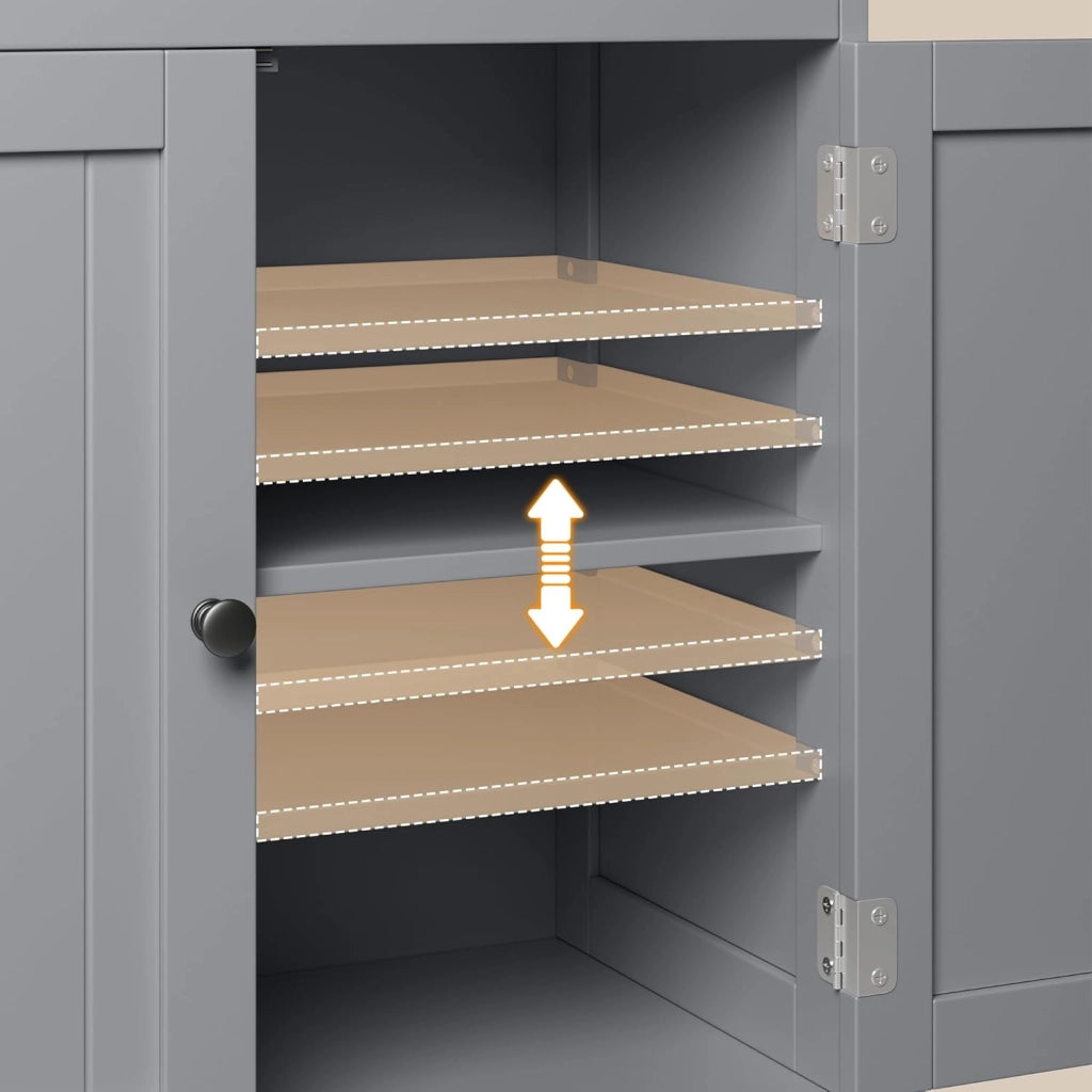 Armadietto da Cucina, Mobile bagno con 2 Cassetti, con Ripiani Regolabili, per Bagno, Soggiorno and Cucina, 60×30×110 cm,Grigio