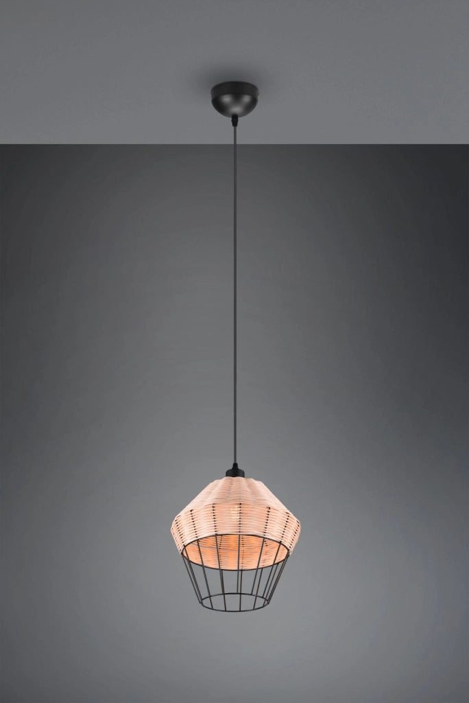 BORKA SOSPENSIONE IN RATTAN COLORE NATURALE D. 30CM ATTACCO E27