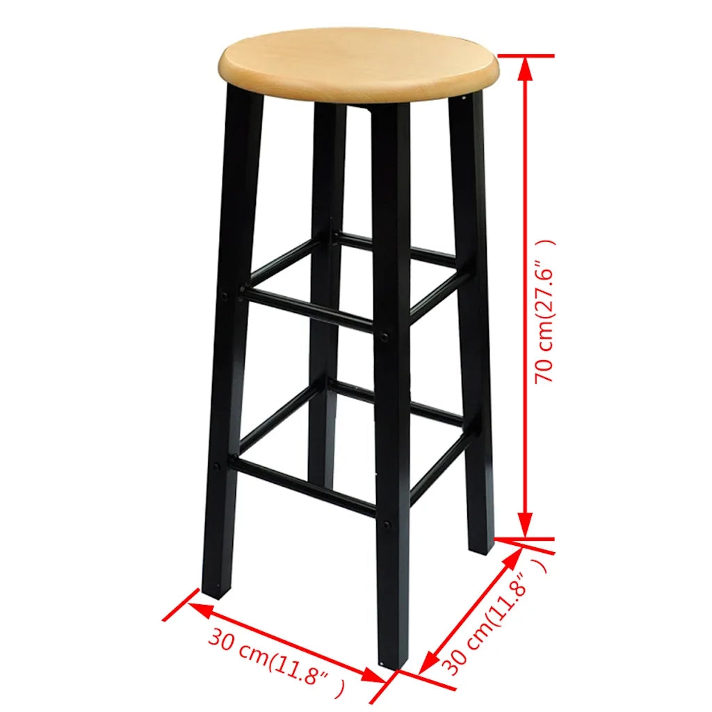 Tavolo e Sgabelli da Bar Set 3 pz in Legno e Acciaio cod mxl 72607