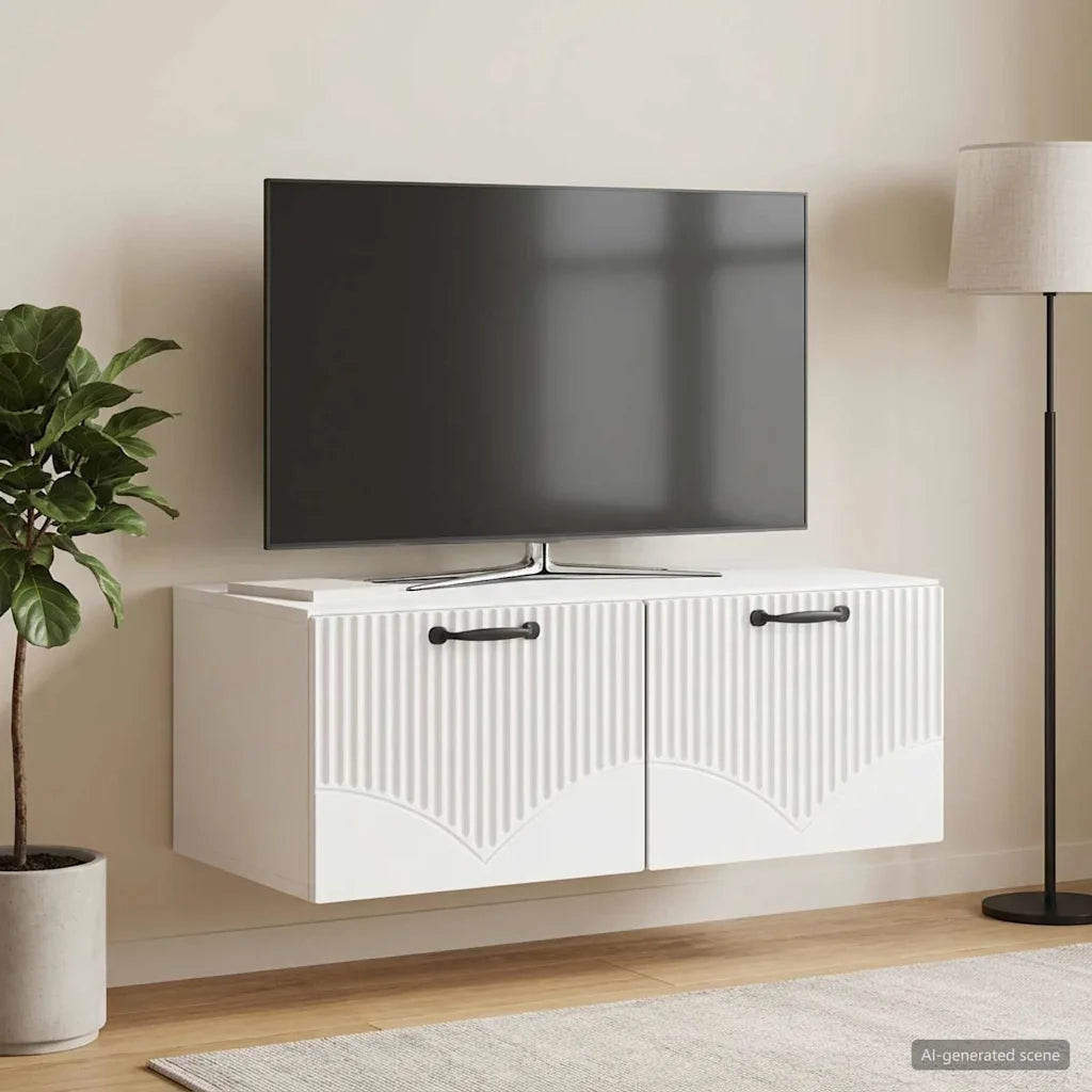 Mobile Porta TV da Muro Bianco Lucido 78,5 x 41 x 30 cm 899029