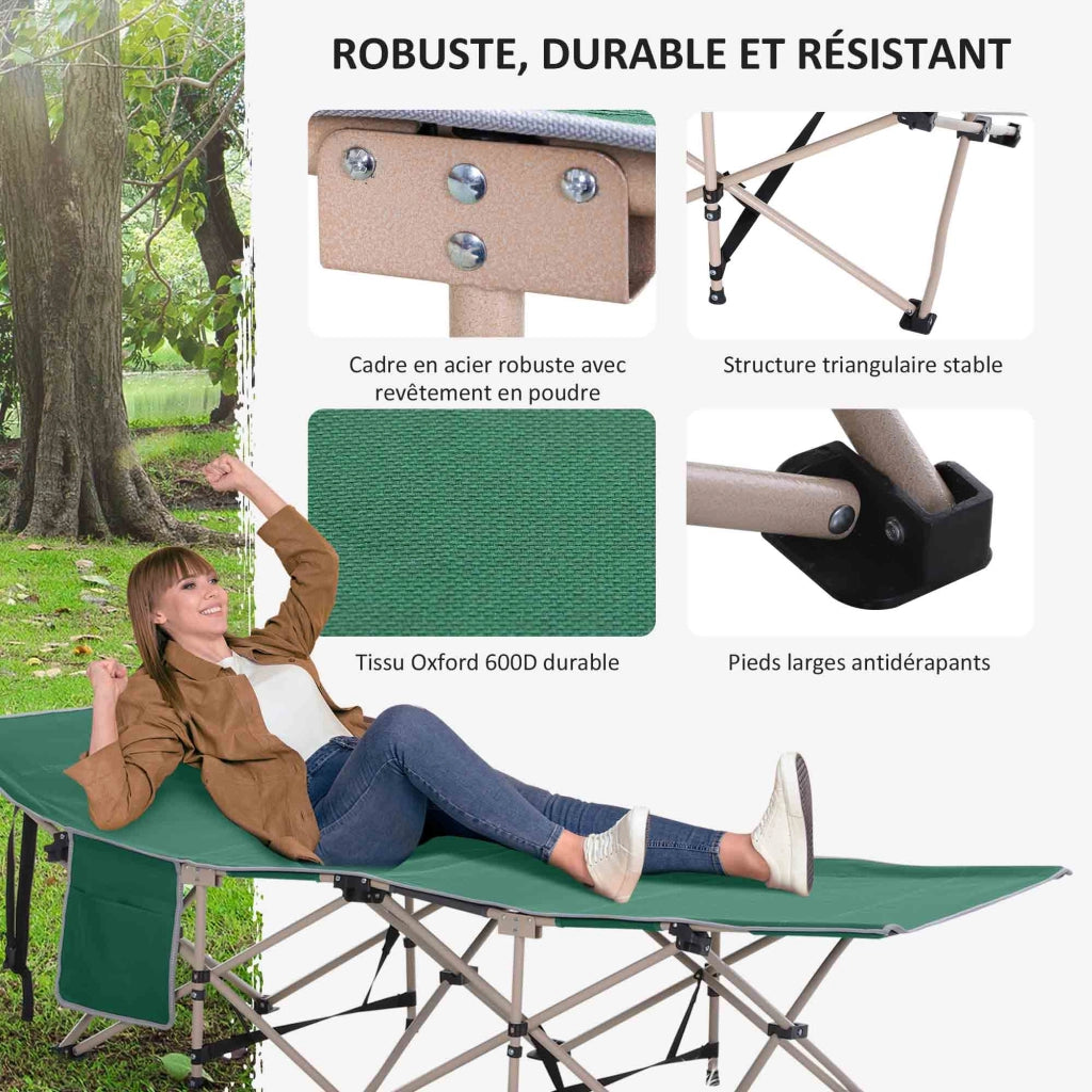 Letto da campeggio pieghevole ¨C zephmum ¨C verde 190x68x52 cm