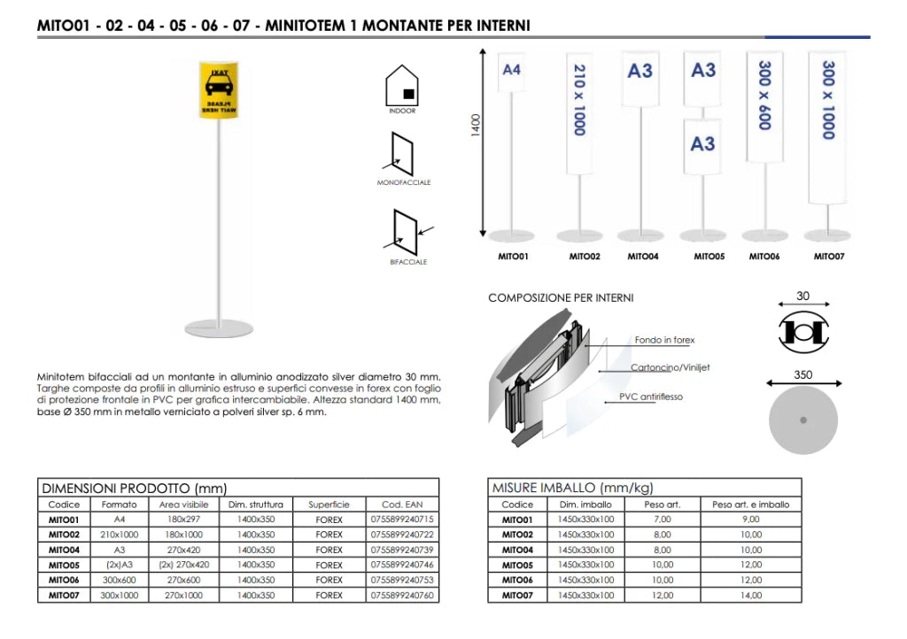 Mini Totem bifacciale 30 x 60 inclusa STAMPA