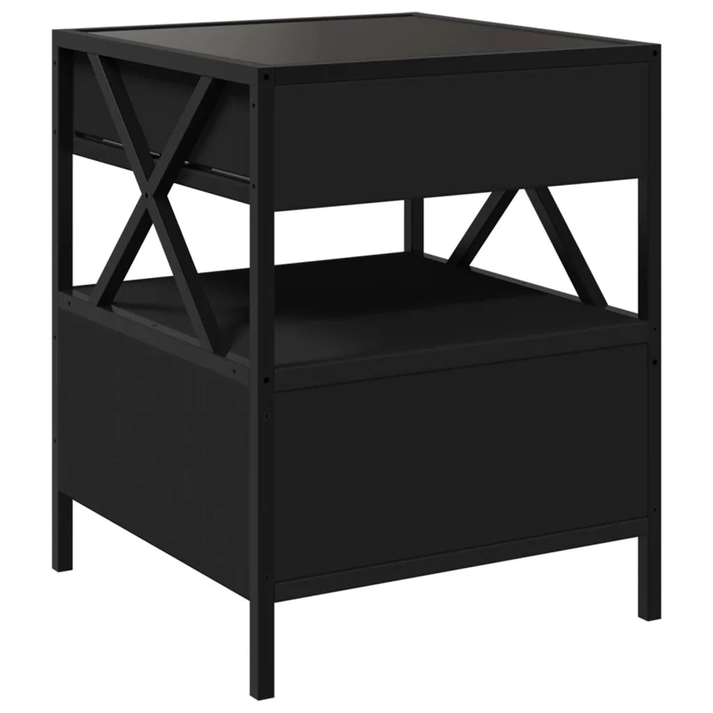 Tavolino da Salotto con LED Nero 40x40x30 cm