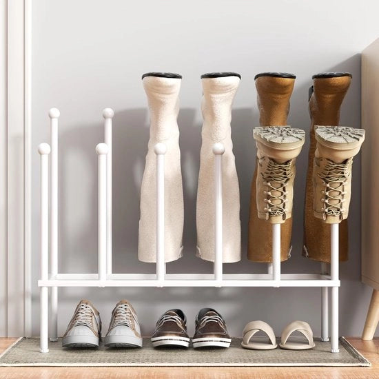 Scaffale per scarpe in metallo - bianco - per 6 pair