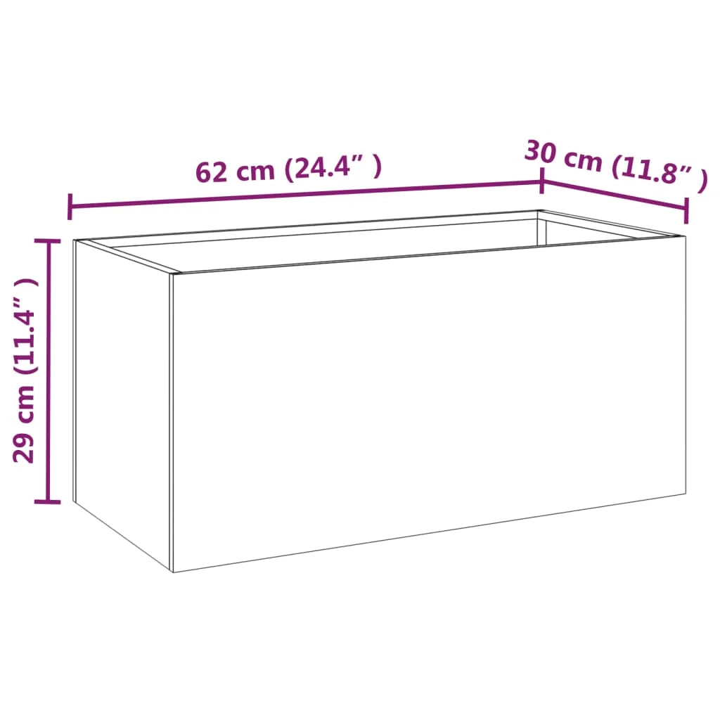 Fioriera rialzata per piante e fiori terrazza giardino 62 x 30 x 29 cm acciaio corten marrone 02_0037740