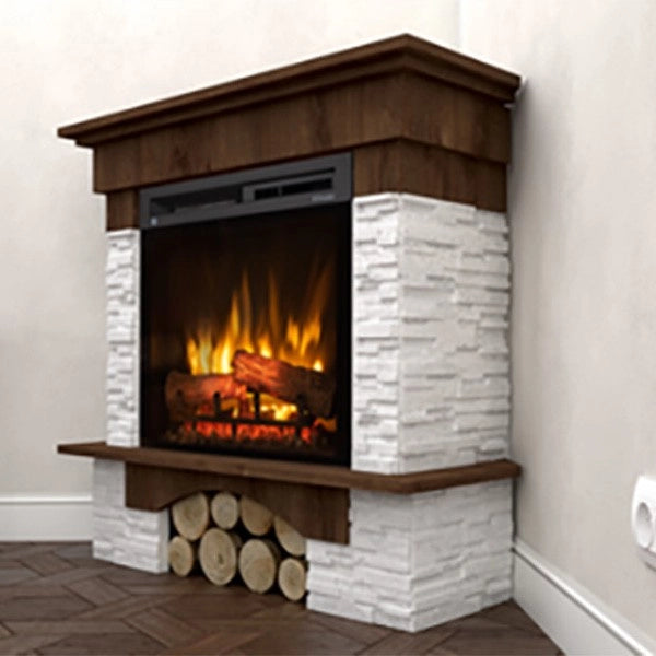Caminetto Elettrico da pavimento Angolare A Libera Installazione - Rovere - 28" - 114 x 98 x 89 - PORTO