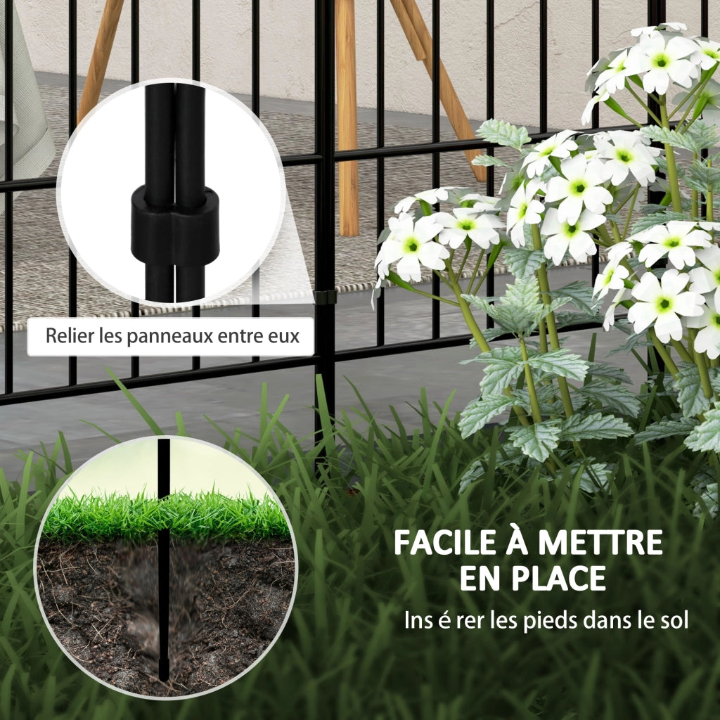 Recinzione da giardino decorativa ¨C zephmum ¨C metallo nero 264x61 cm