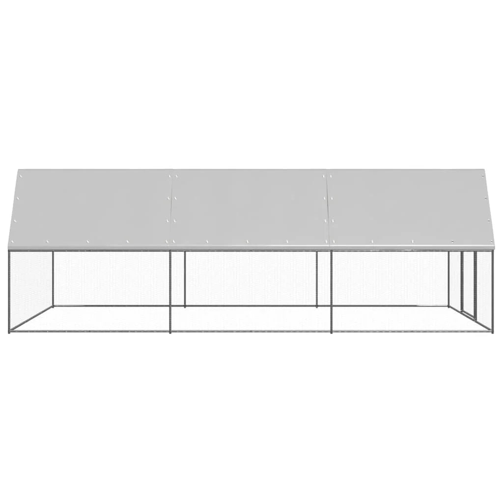 Pollaio/recinto/gabbia per polli da esterno 3 x 6 x 2 m acciaio zincato argento 02_0044014