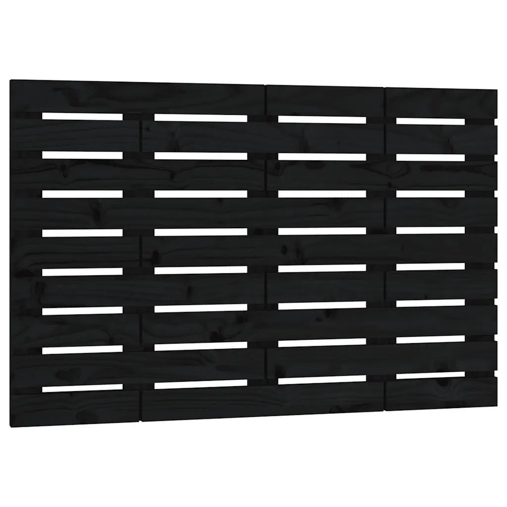 Testiera | Testata da Parete Nera 106x3x36 cm in Legno Massello di Pino