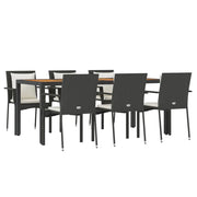 Set da pranzo da esterno in vimini di resina nera da 7 pezzi con cuscini 02_0014466