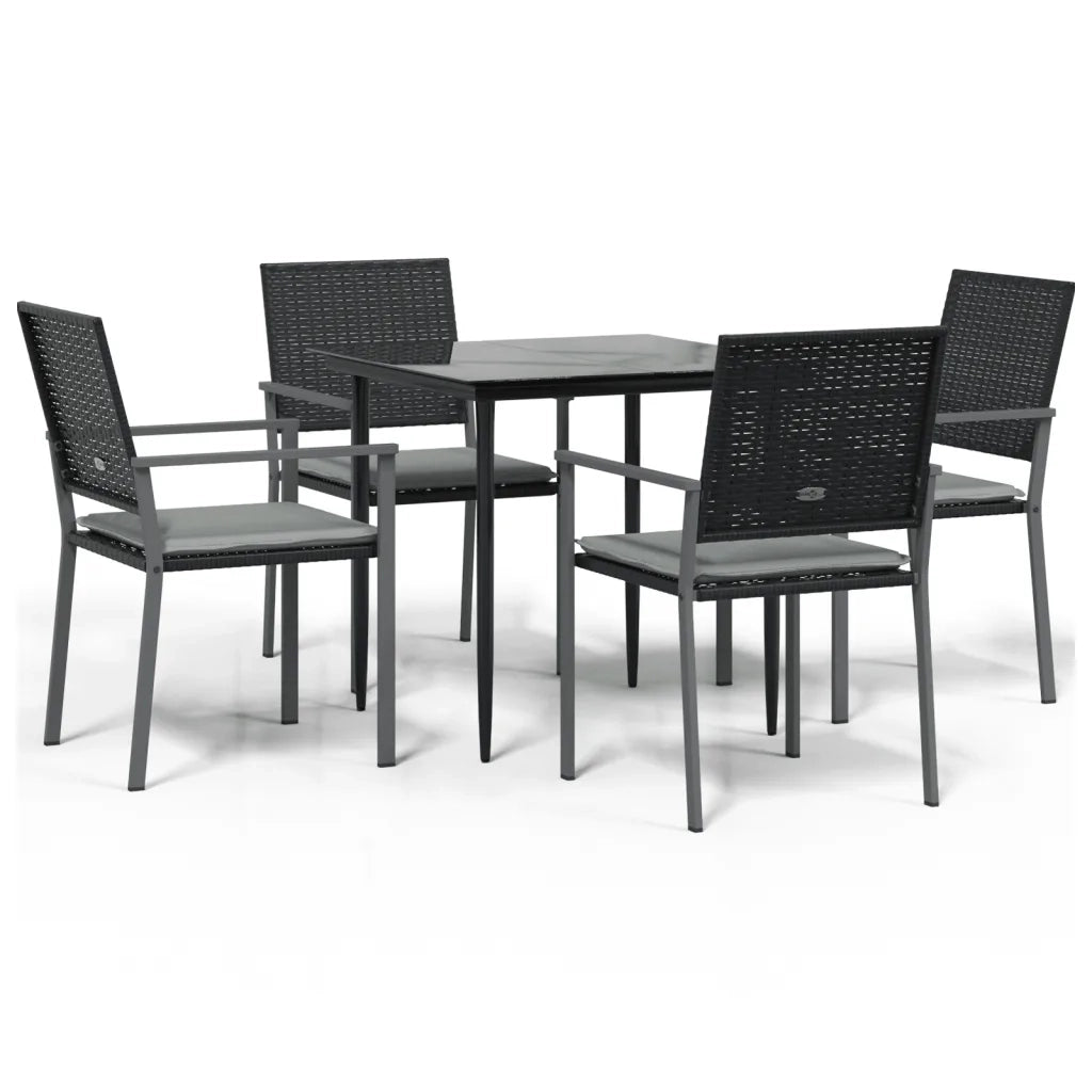 Set Pranzo da Giardino 5pz con Cuscini in Polyrattan e Acciaiocod mxl 125110