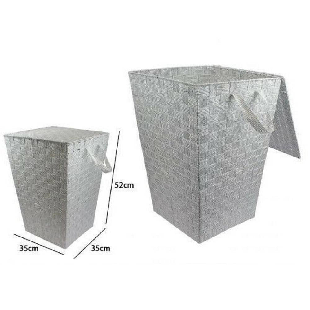 Trade Shop - Cesto Cestino Portatutto Portaoggetti Casa Coperchio 35x52cm 79102 Grigio Chiaro -