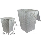 Trade Shop - Cesto Cestino Portatutto Portaoggetti Casa Coperchio 35x52cm 79102 Grigio Chiaro -
