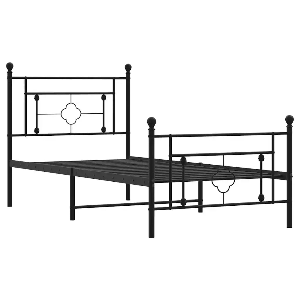 Giroletto con Testiera e Pediera Metallo Nero 100x200 cm